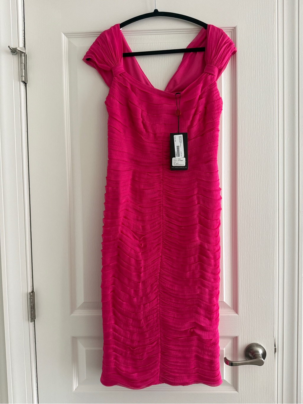 Tadashi Shoji Fuchsia Pink Ruched Midi Dress